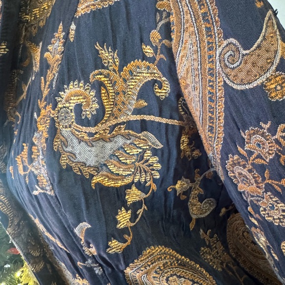 Vintage Brocade Gold Navy Metallic Blazer Jacket Women’s Medium Erin London 90s - Picture 8 of 10